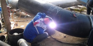 mechanic-Welding Carbon Steel Piping at workshop PKT-5 Project